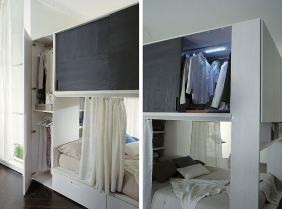 創意生活家具:與臥床融為一體的衣帽間 創意生活家具:與臥床融為一體的衣帽間